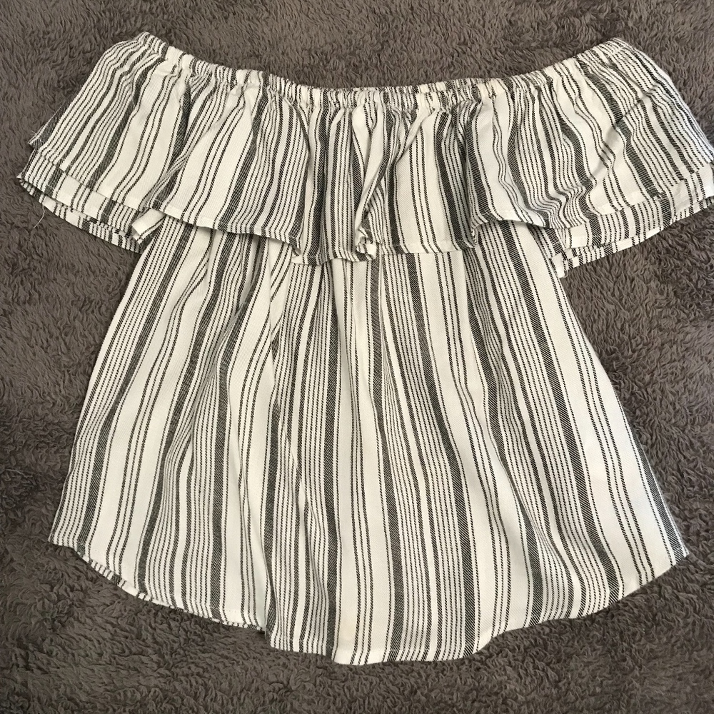 Striped off the shoulder top